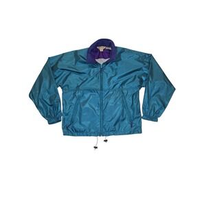 Vintage 90s LL Bean Womens M Windbreaker Jacket Emerald Green Hooded